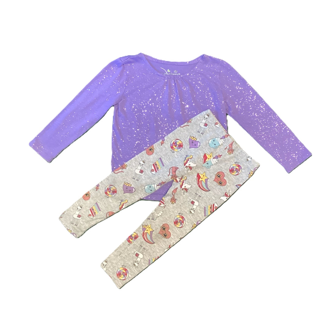 3T Girls Jumping Beans Purple Glitter Shirt, The Children's Place Cute Pic Leggings