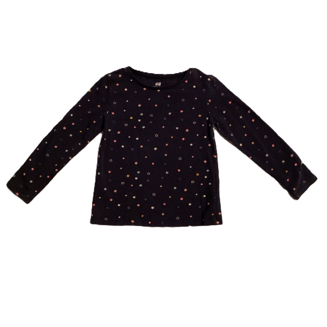 3T Girls H&M Navy Long Sleeve Shirt w/Multicolored Stars