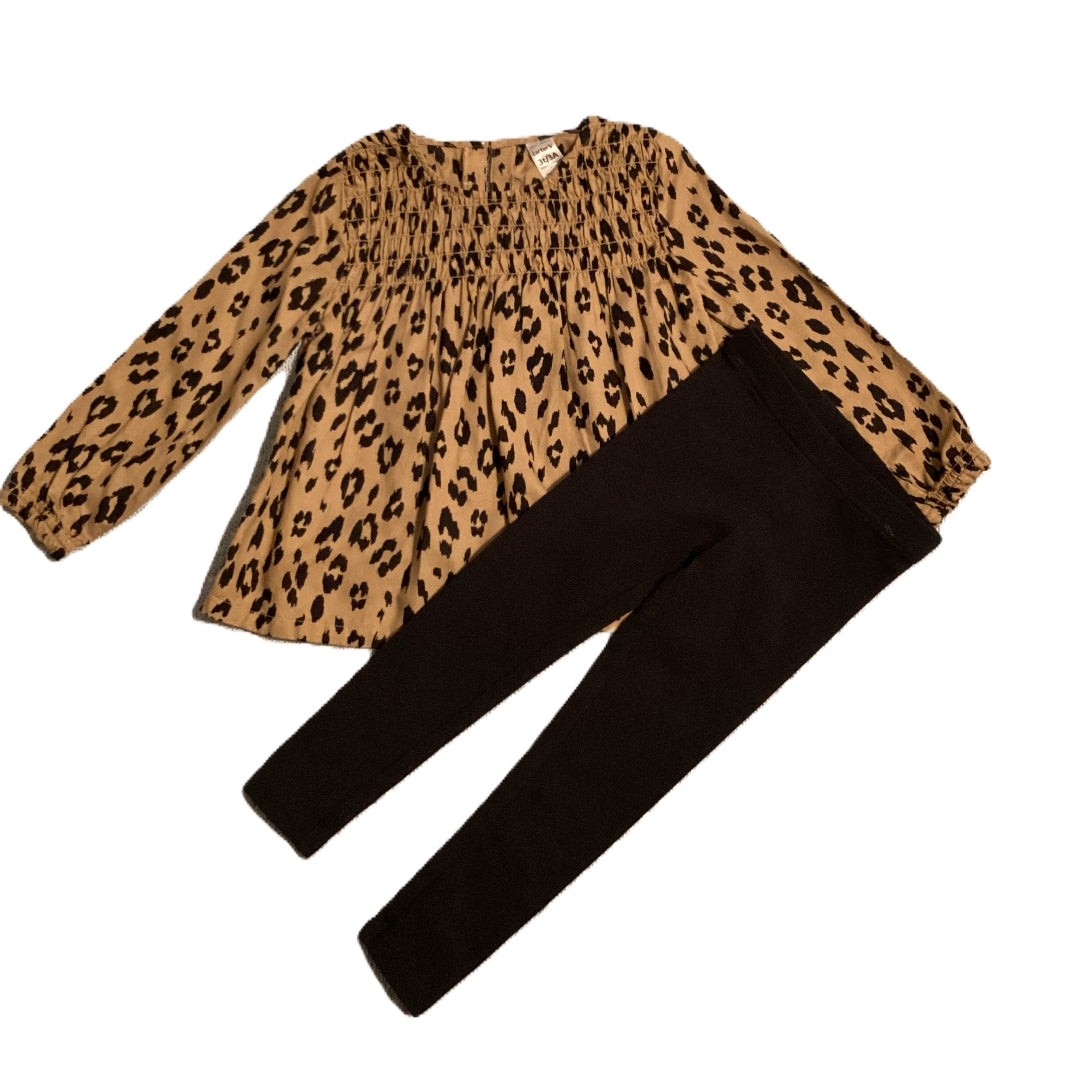 3T Girls Carter's Animal Print Blouse, Carter's Black Leggings