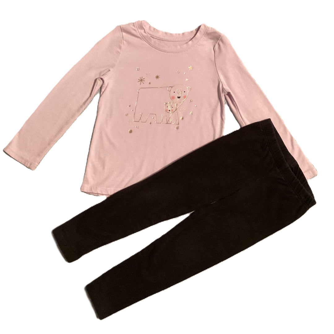 3T Girls Cat & Jack Light Lavender Long Sleeve w/Polar Bears, The Children's Place Black Leggings