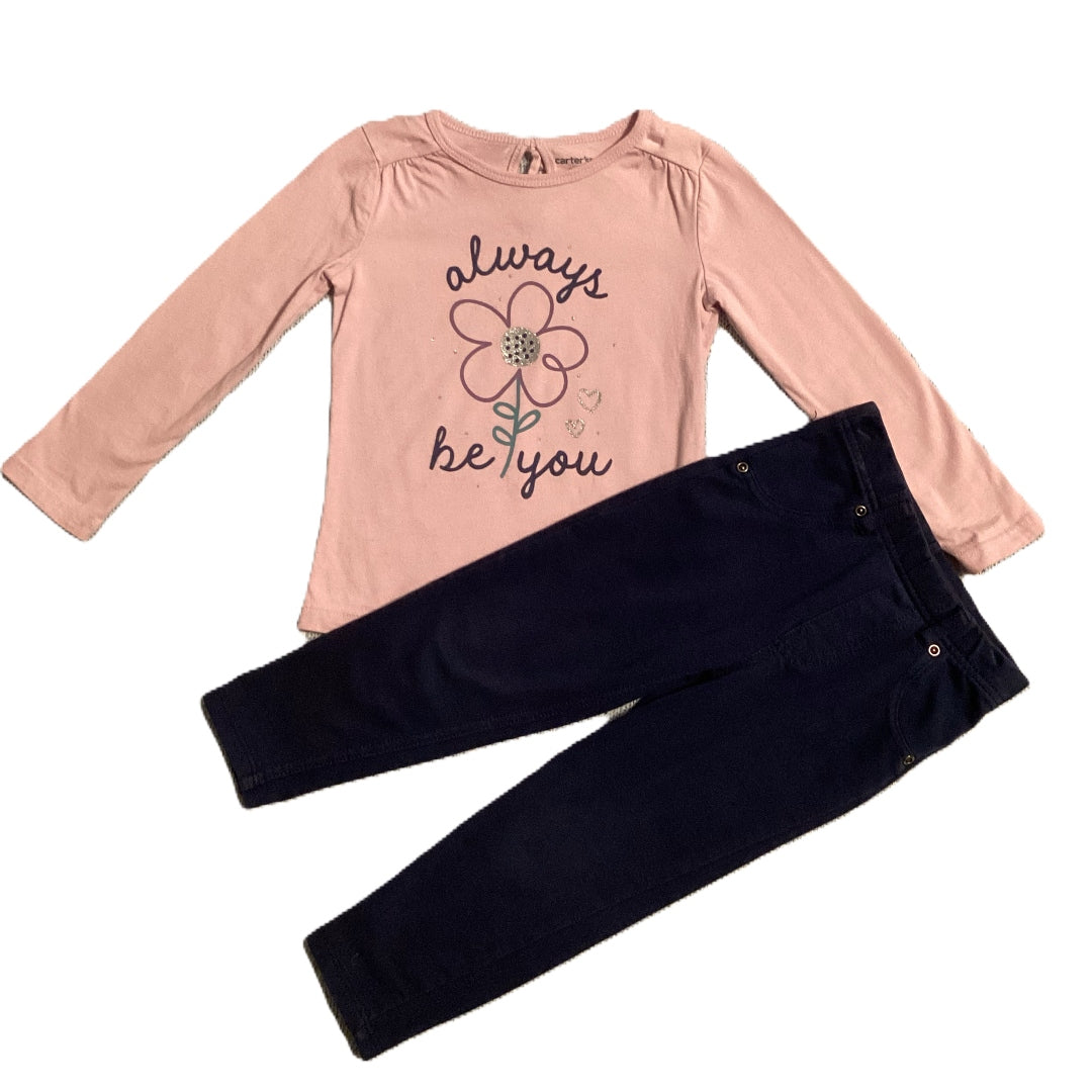 3T Girls Carter's Lavender Always Be You Long Sleeve Shirt, Garanimals Leggings