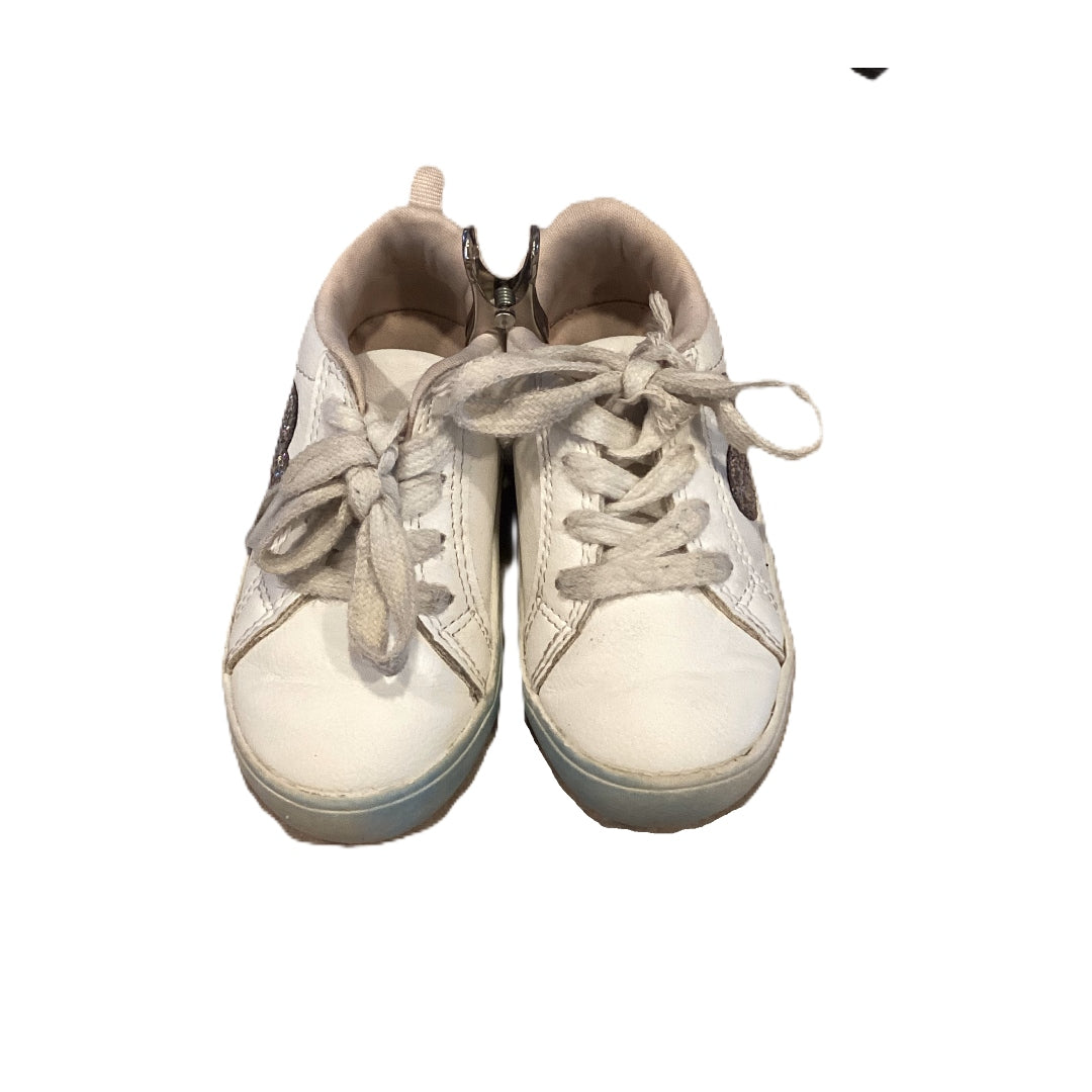 Size 7 Carter's White Leather w/Glitter Heart Sneakers