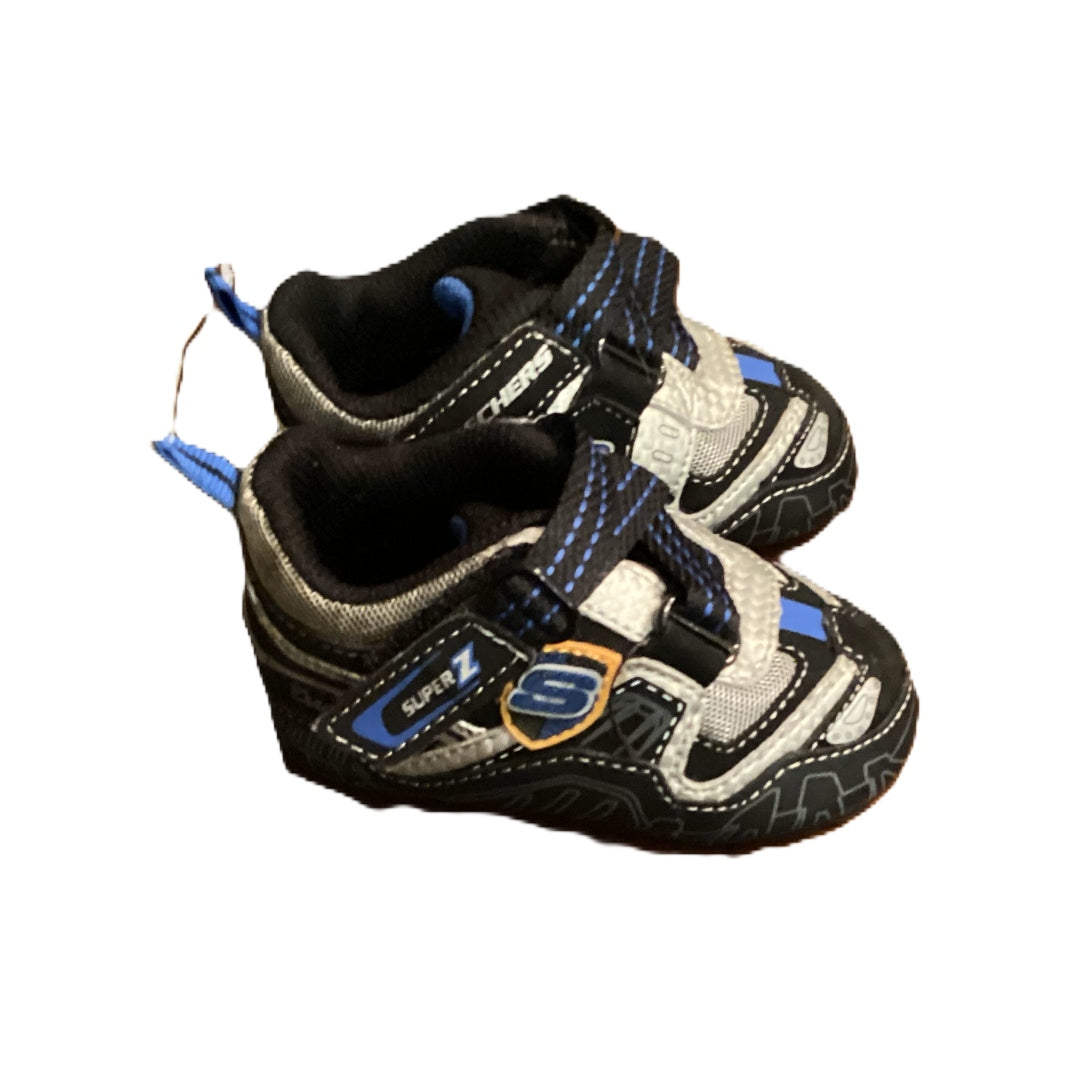 Size 2 Skechers Black and Royal Sneakers w/Velcro