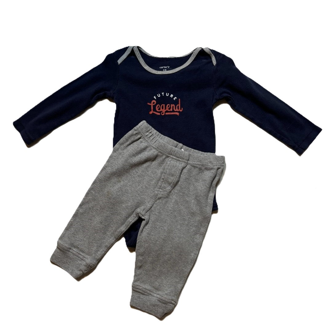 9-12 Boys Carter's Navy Future Legend Long Sleeve Onesie, Lovable Friends Pants