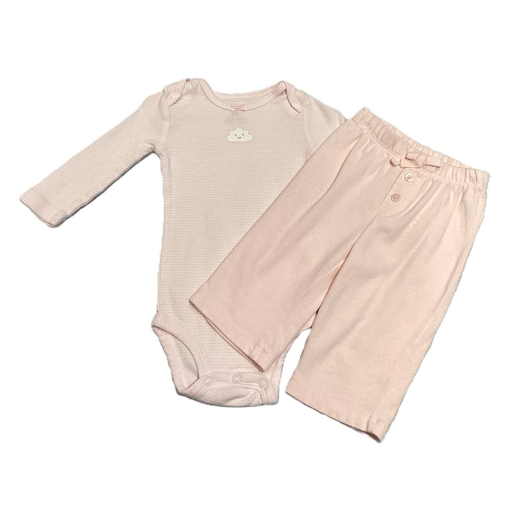 3-6 Girls Carter's Pale Pink Onesie w/Cloud, Old Navy Pink Pants