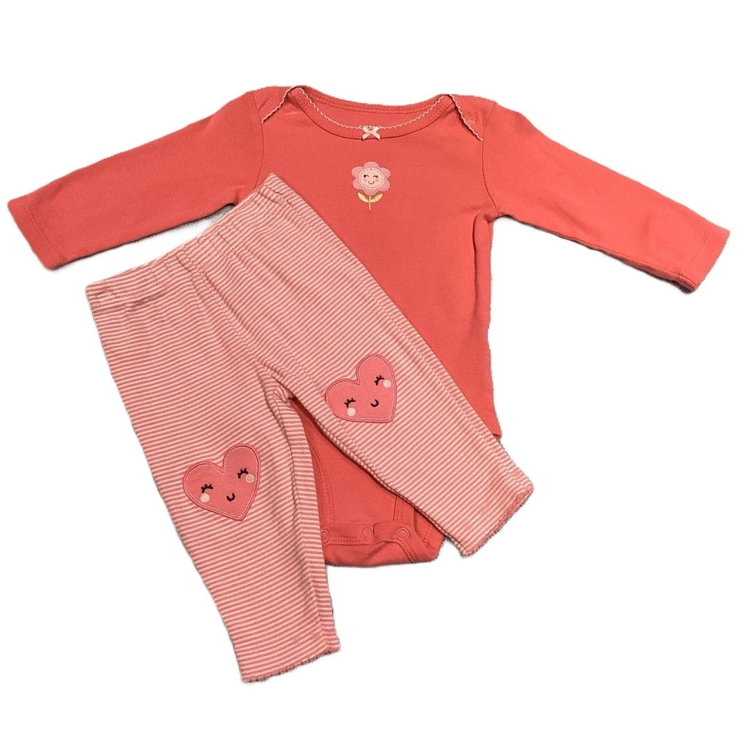 3-6 Girls Carter's Coral Onesie w/Flower, Matching Leggings