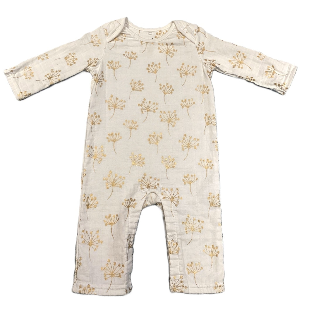 3-6 Girls Aden & Anais White Quilted One Piece w/Gold Dandelions