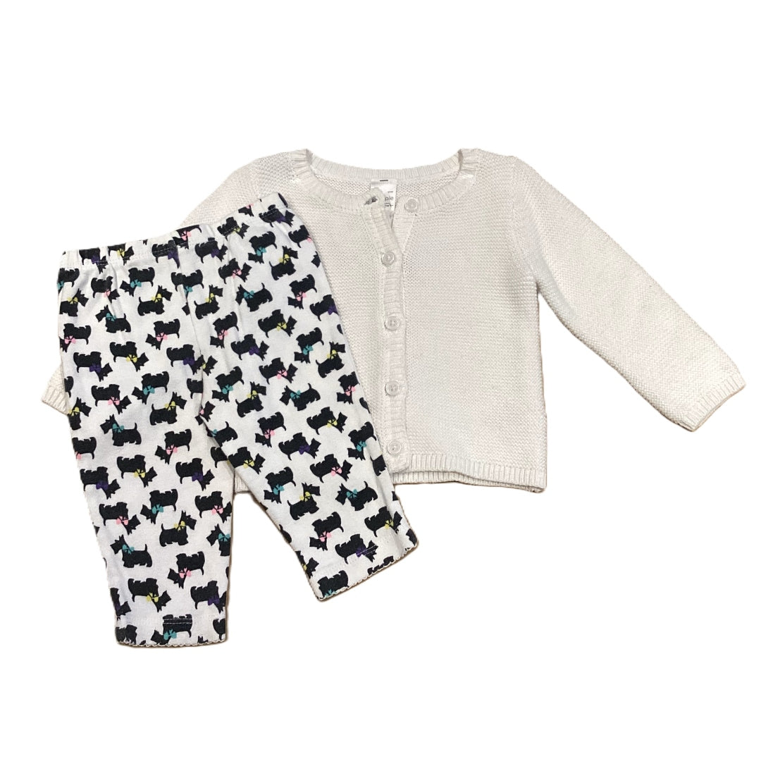 3-6 Girls Simple Joys White Cardigan, Carter's Scottie Leggings