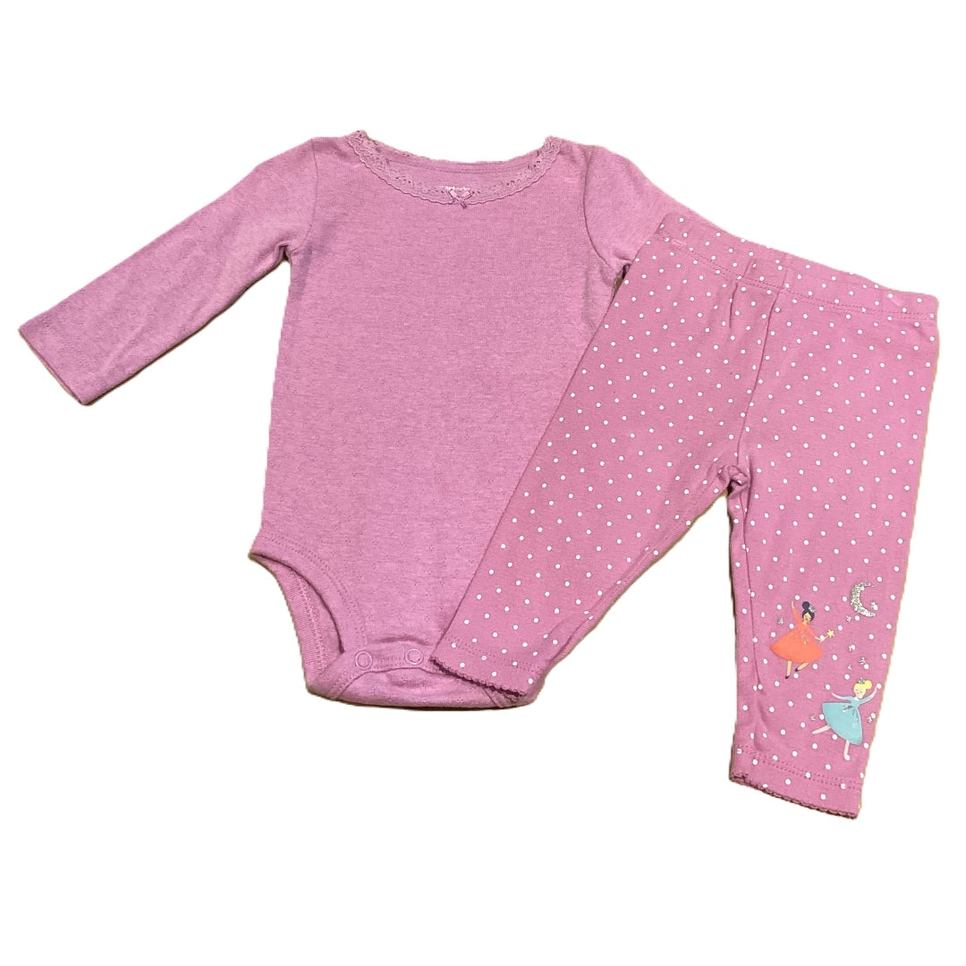 3-6 Girls Carter's Lilac Onesie, Matching Polka Dot Princess Leggings