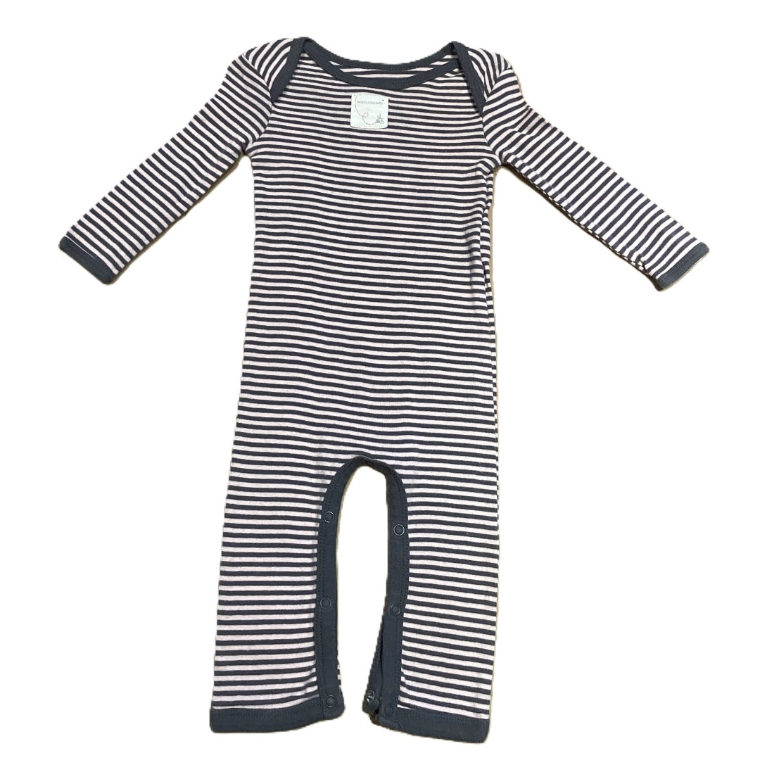 3-6 Girls Burt's Bees Gray/Pale Pink Stripe One Piece