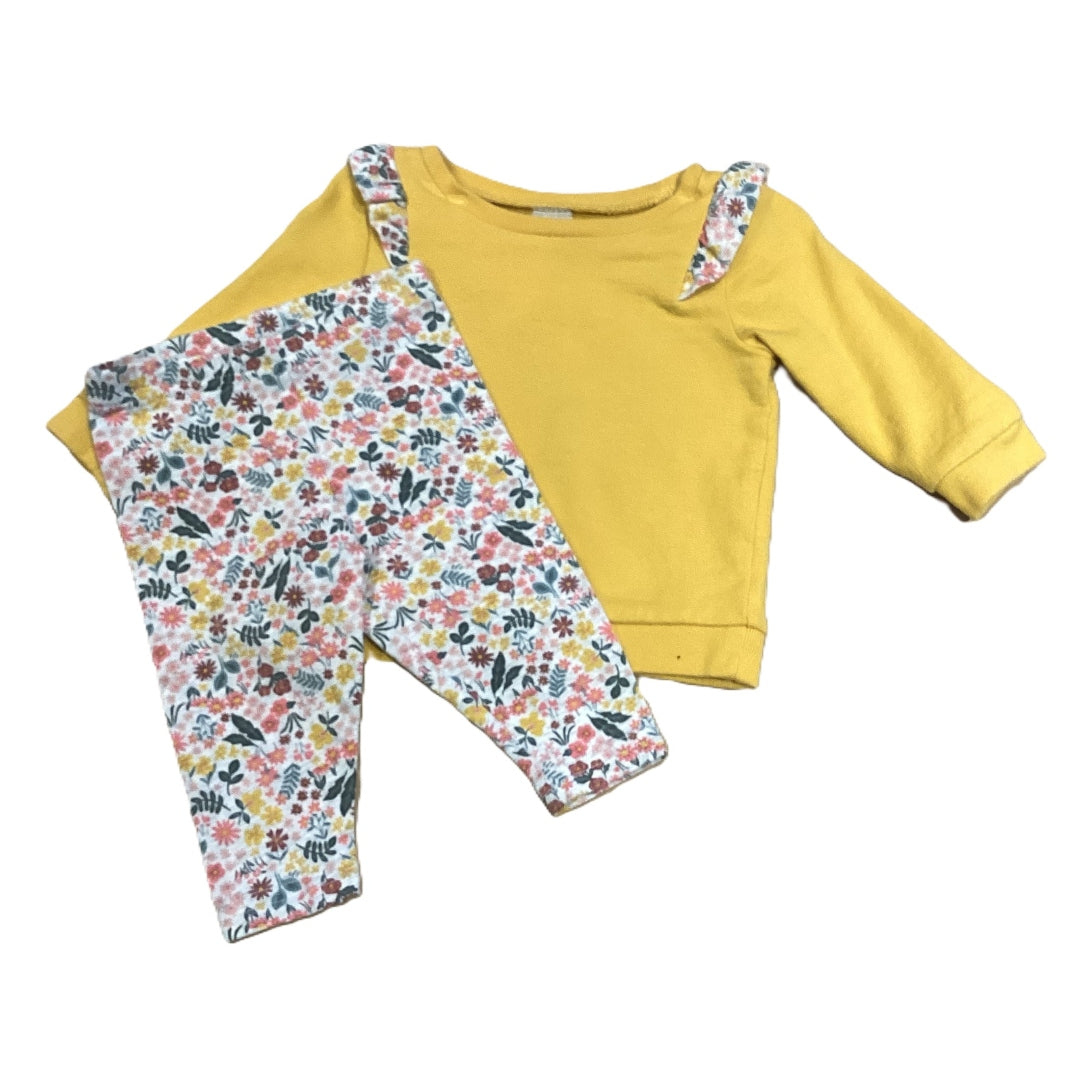 3-6 Girls Carter's Dark Yellow Sweatshirt, Matching Floral Leggings