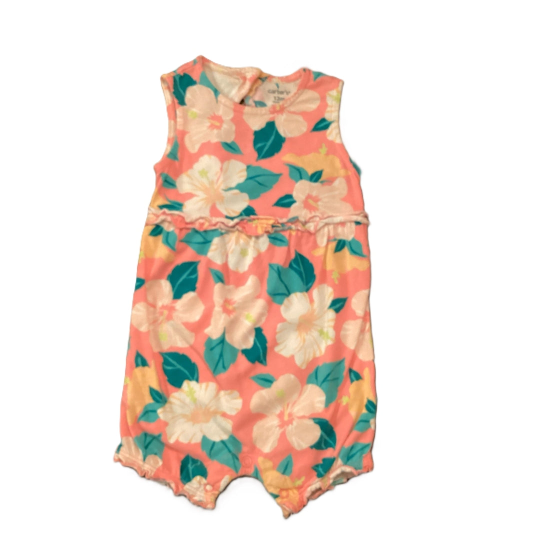 9-12 Girls Carter's Pink Bubble w/Tropical Flowers
