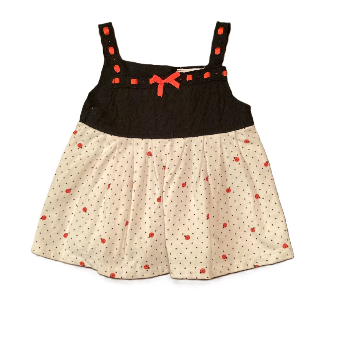 9-12 Girls Vitamins Kids Black Tank Top w/White Lady Bug Flowy Bottom