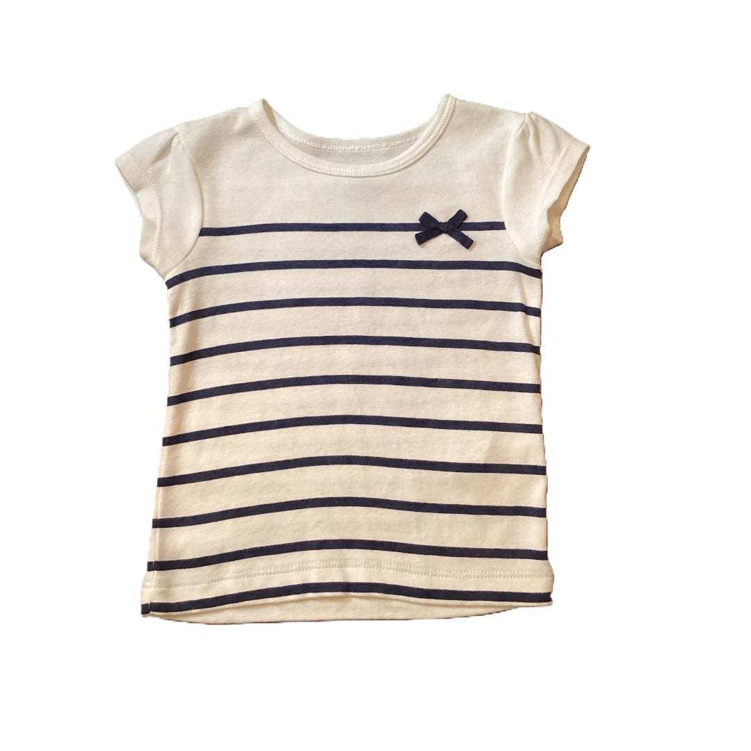 9-12 Girls Carter's White Short Sleeve w/Navy Stripes