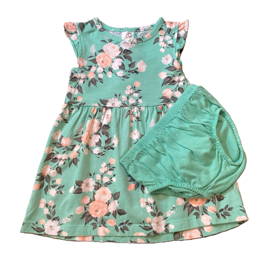 9-12 Girls Carter's Mint Floral Dress w/Bloomers