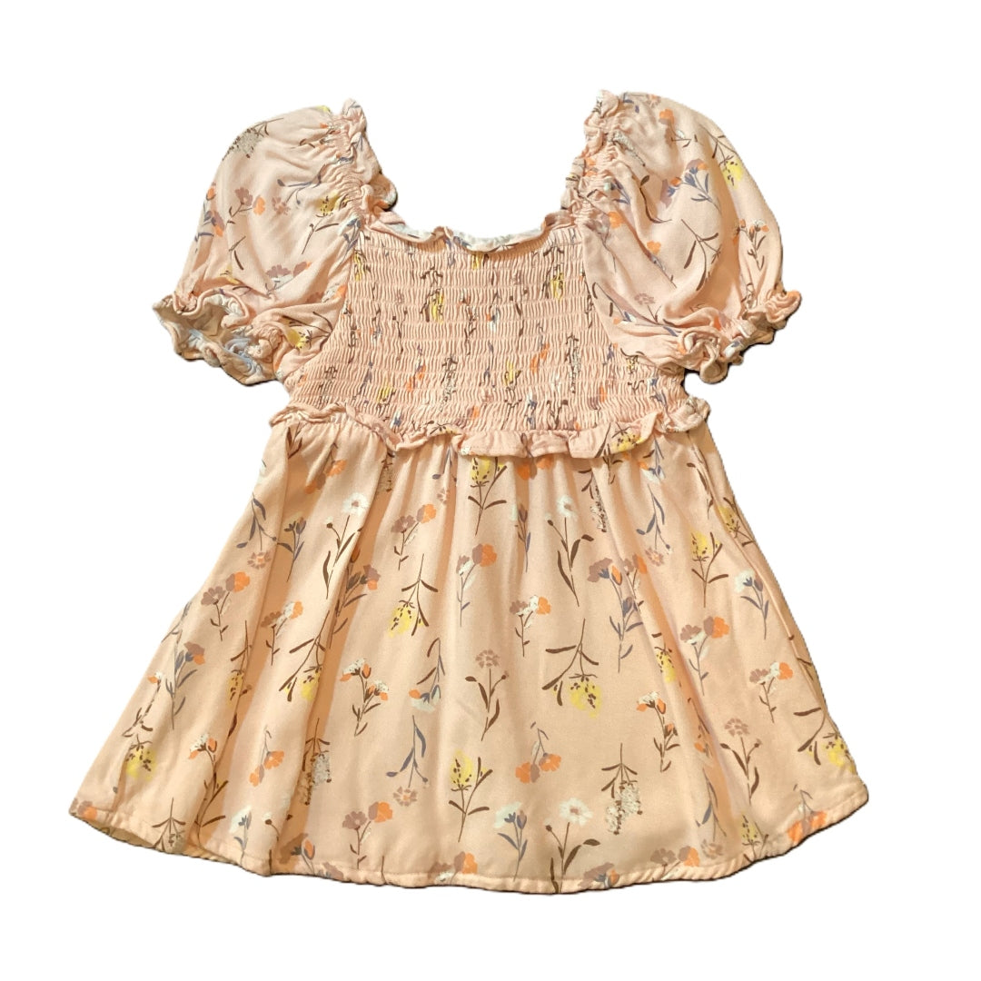 9-12 Girls Art Class Light Pink Floral Dress w/Ruched Bodice