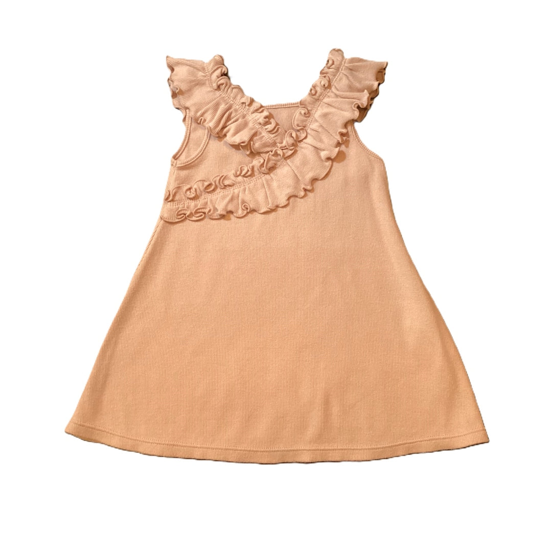 9-12 Girls Art Class Dusty Pink Dress w/Cross Ruffles