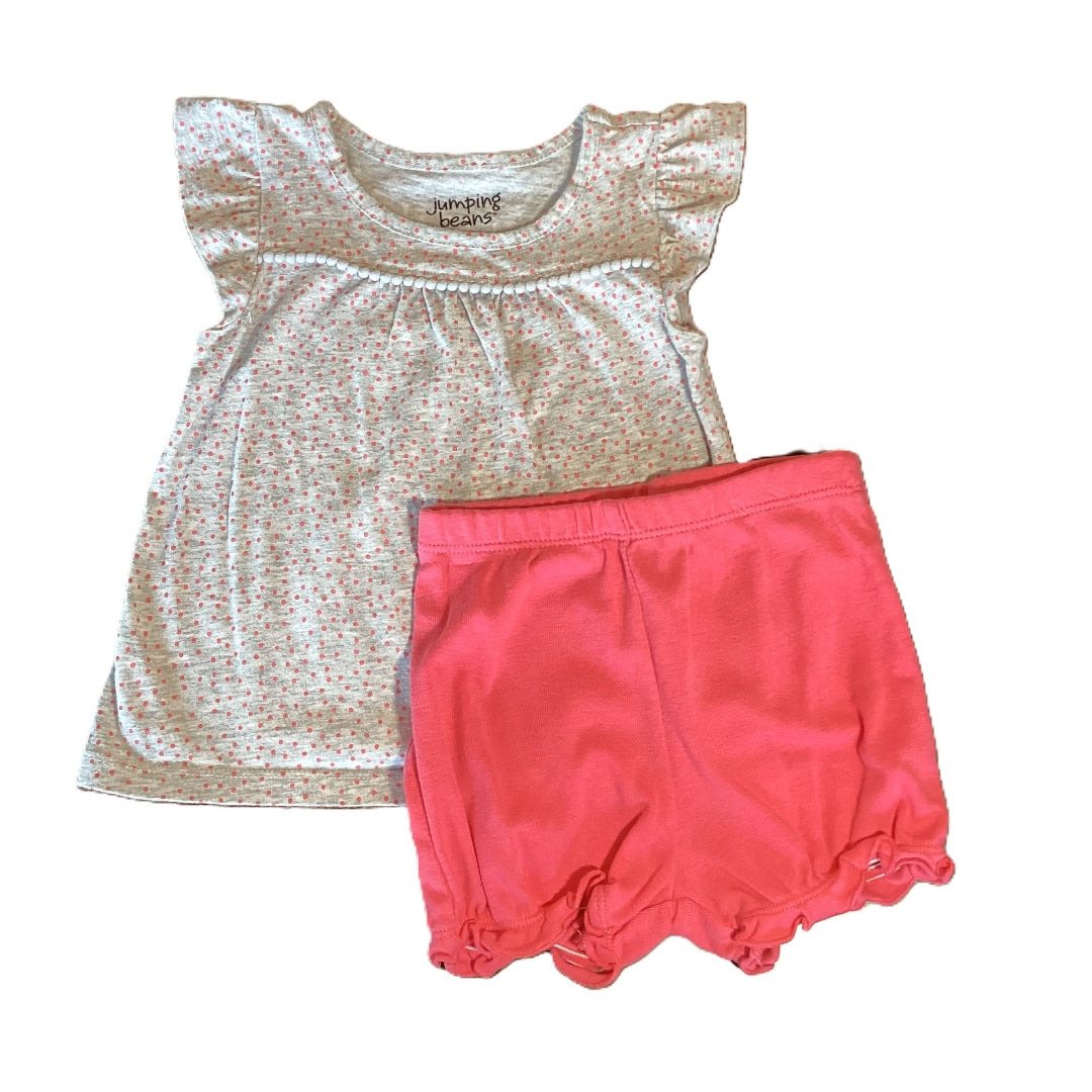 12-18 Girls Jumping Beans Gray/Pink Polka Dot Shirt, Carter's Shorts