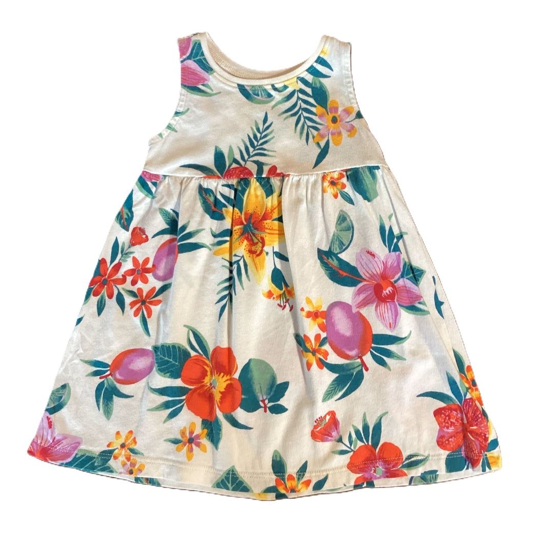 12-18 Girls Old Navy White Sleeveless Dress w/Tropical Flowers