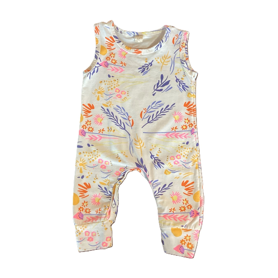 12-18 Girls White One Piece w/Blue/Pink Flowers