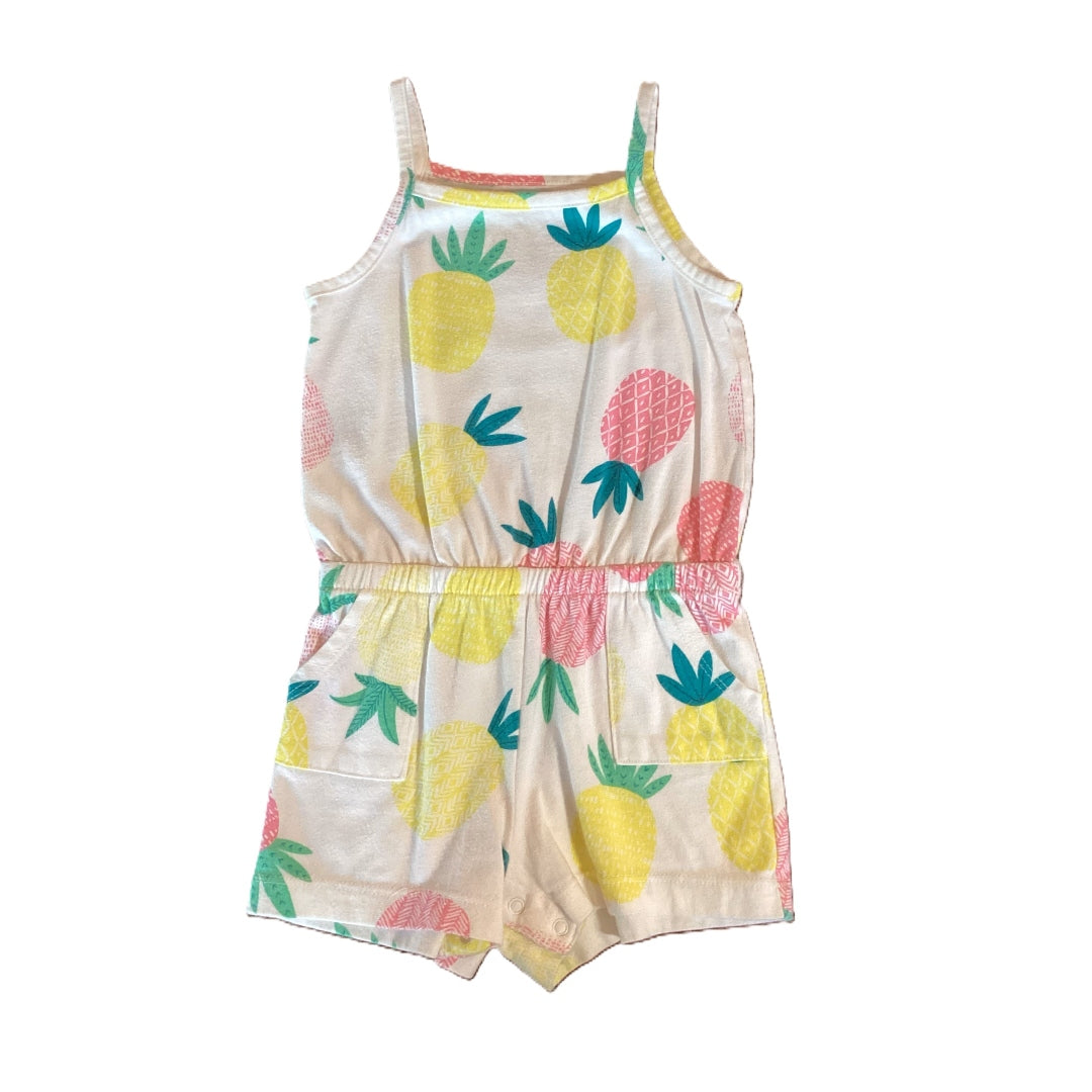12-18 Girls Wonder Nation White Sleeveless Romper w/Pineapples