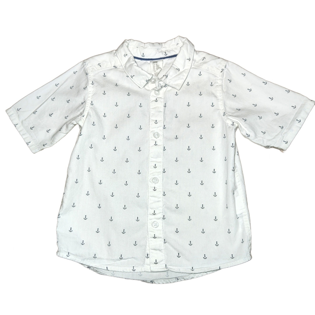 9-12 Boys H&M White Button Down w/Anchors