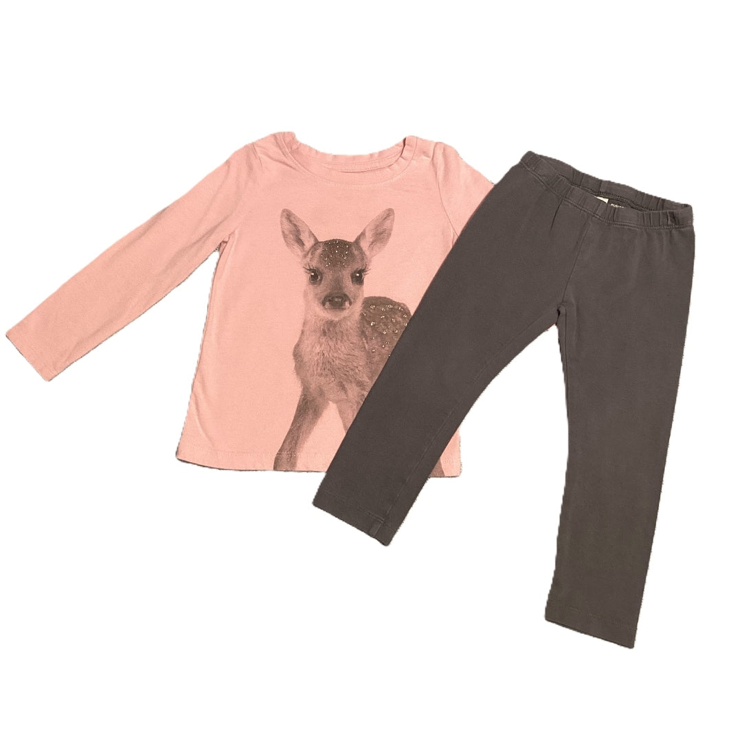 2T Girls Cat & Jack Baby Deer Long Sleeve Shirt, Gymboree Leggings
