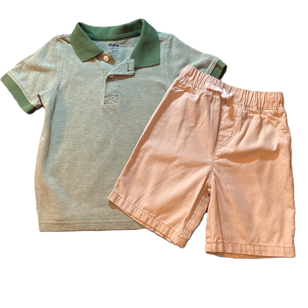 18-24 Boys Gymboree Green Polo Shirt, Disney Khaki Shorts