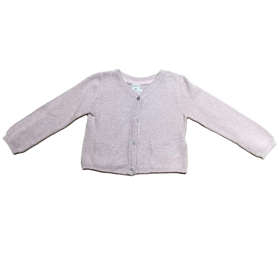 12-18 Girls Carter's Palest Pink Metallic Thread Lightweight Cardigan