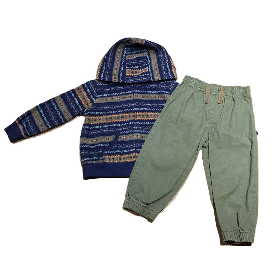 12-18 Boys Carter's Fleece Patterned Zip Up, Garanimals Green Joggers