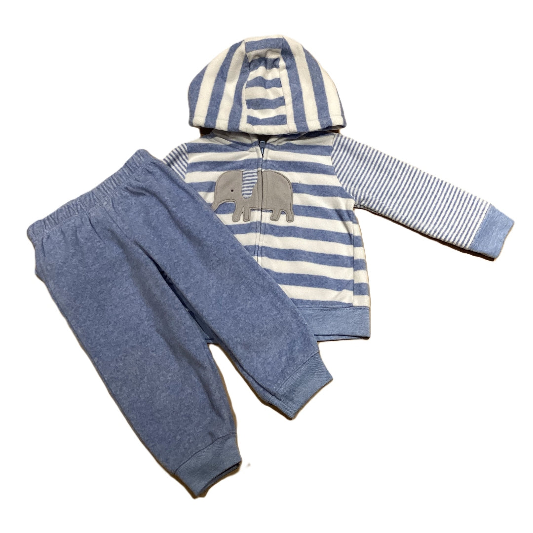 12-18 Boys Just One You Fleece Baby Blue/White w/Elephant Matched Set