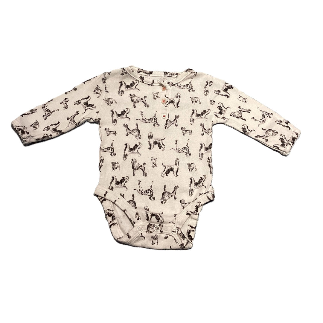 0-3 Girls Carter's Button Down Onesie w/Dogs