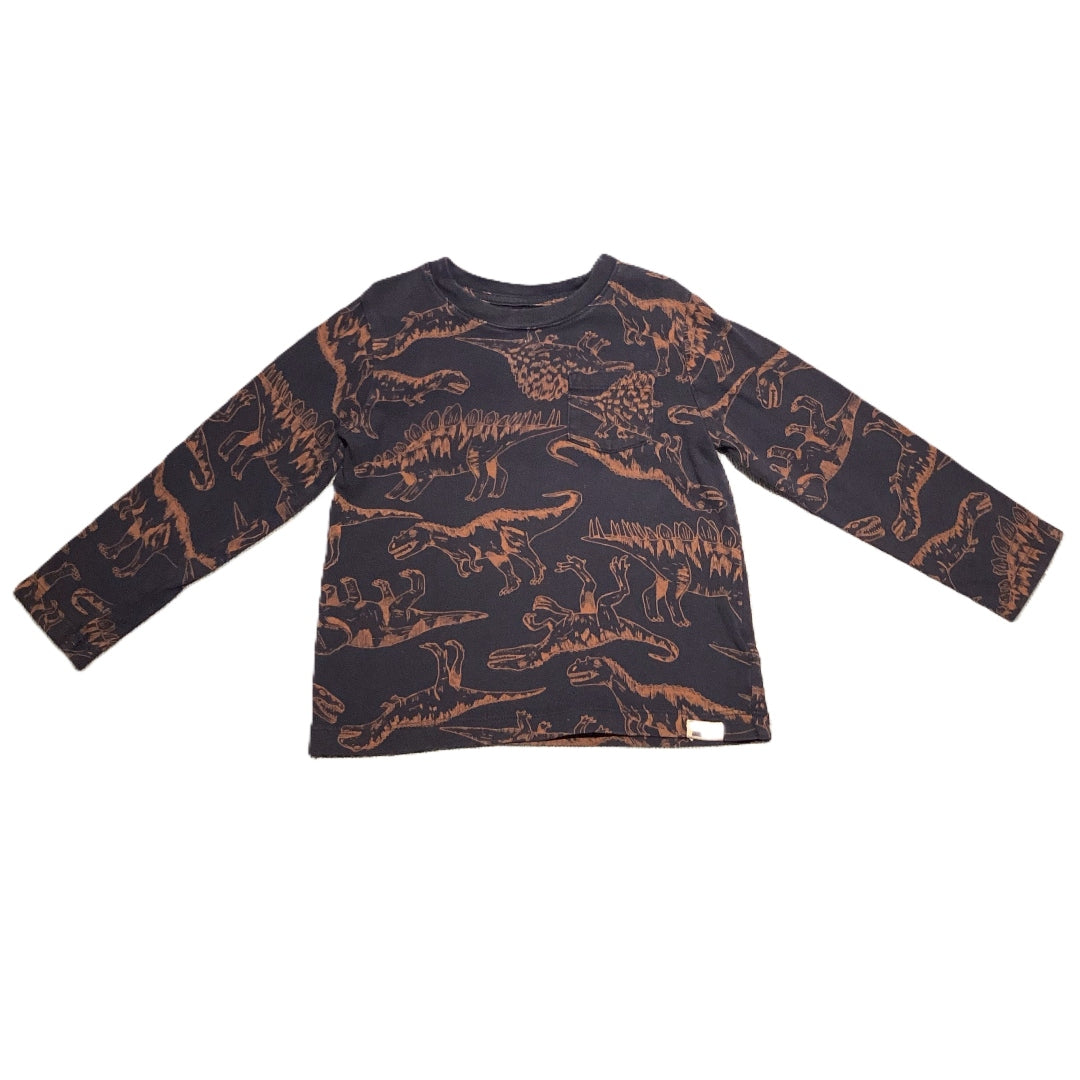 3T Boys Baby Gap Navy Blue Long Sleeve Shirt w/Dinosaurs