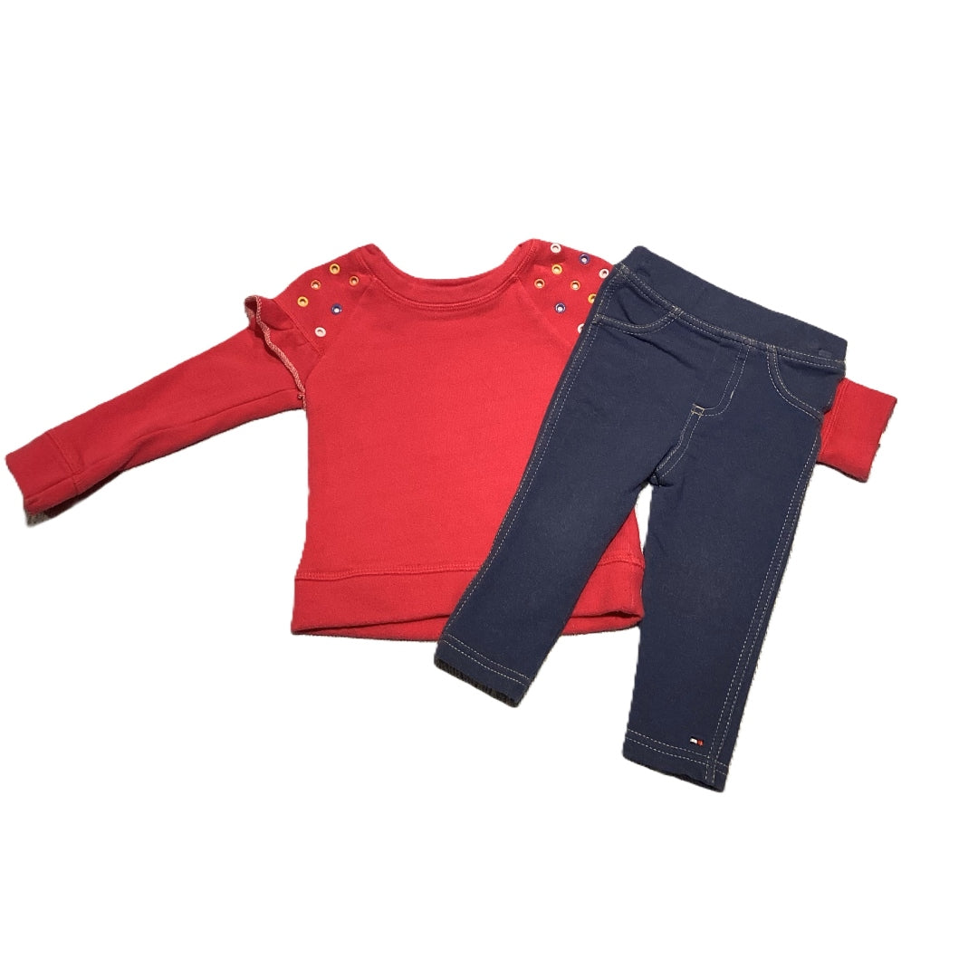 9-12 Girls Cat & Jack Gromett Embellished Sweatshirt, Tommy Hilfiger Jeggings
