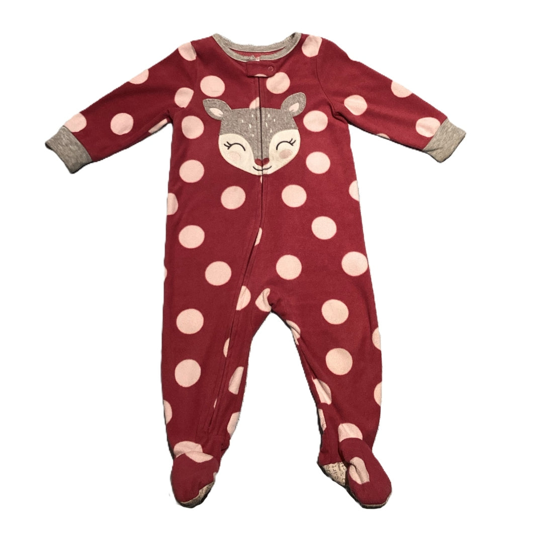 9-12 Girls Carter's Polka Dot w/Deer Fleece Sleeper