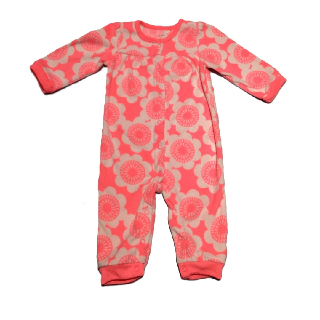 9-12 Girls Carter's Neon Pink Floral Fleece One Piece