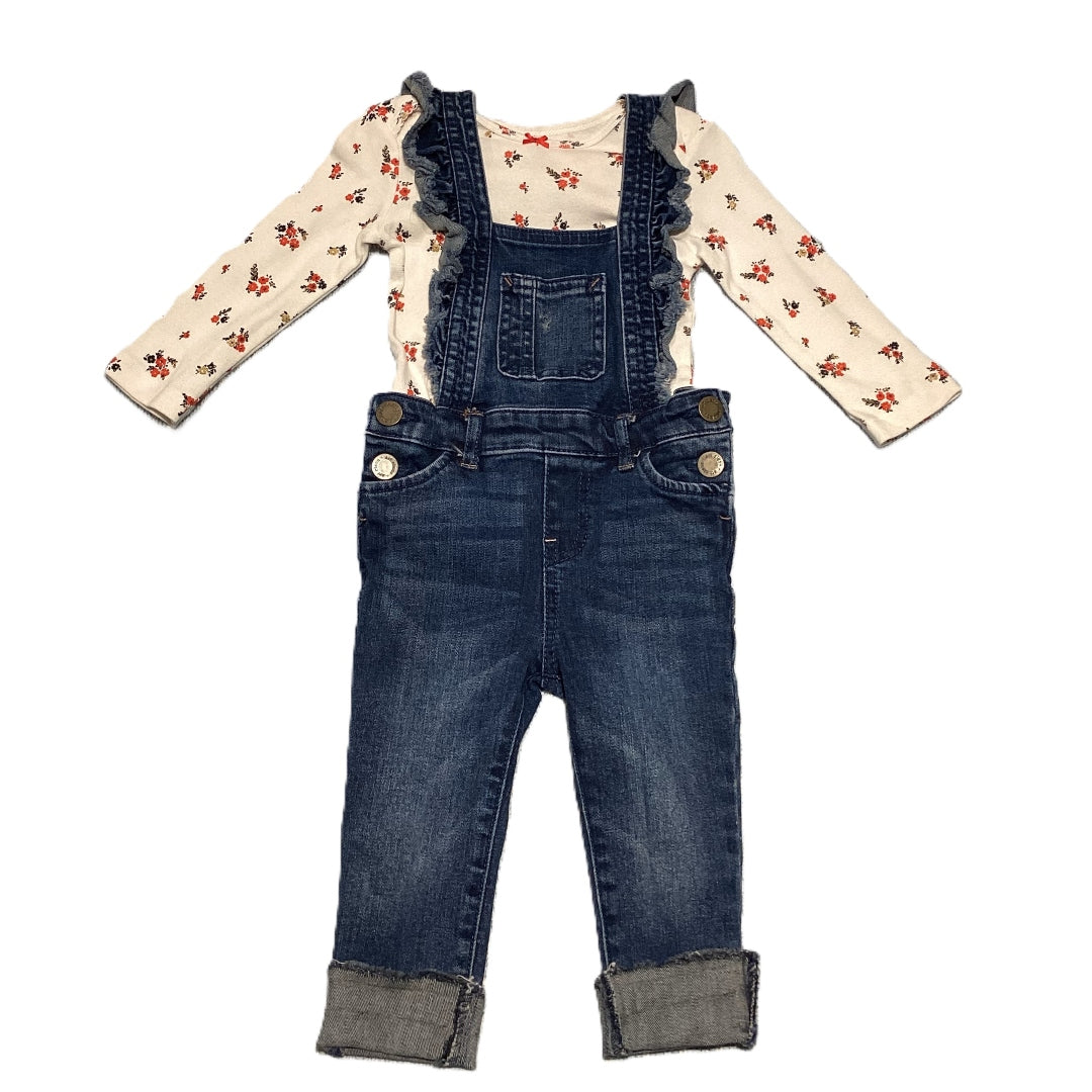 9-12 Girls Carter's Long Sleeve Floral Onesie, Art Class Ruffled Overalls