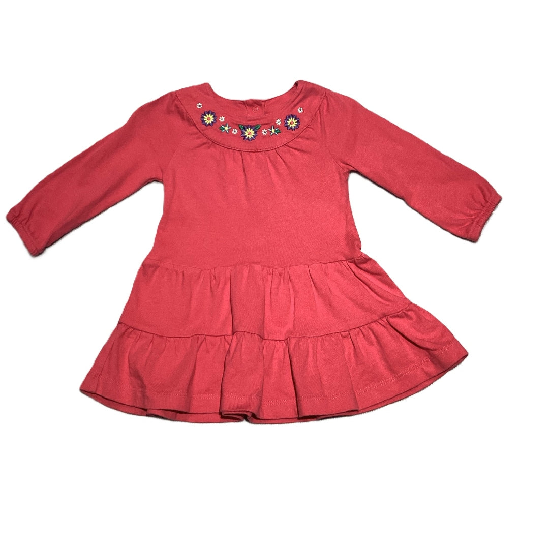 9-12 Girls Carter's Hot Pink Dress w/Flower Neck Line Detailing