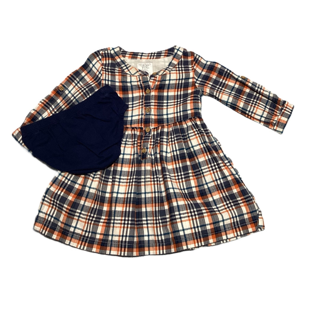 9-12 Girls Just One You Plaid Flannel Dress with Bloomers