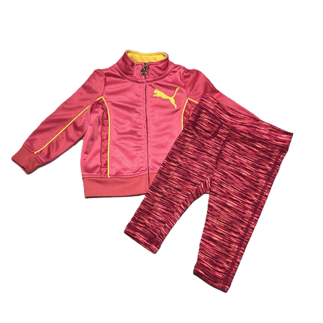 9-12 Girls Puma Hot Pink Zip Up, Cherokee Pink and Purple Leggings