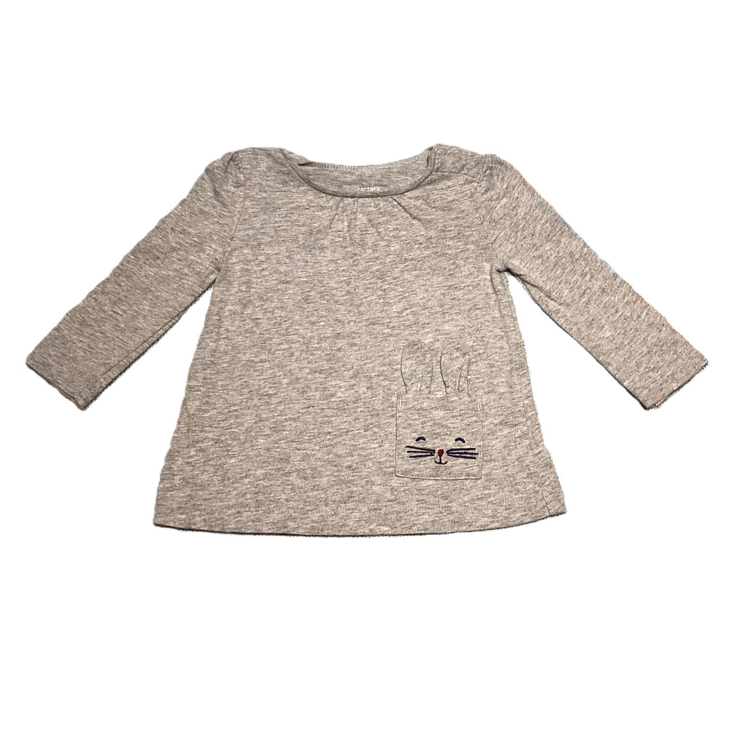 6-9 Girls Carter's Gray Bunny Pocket Shirt
