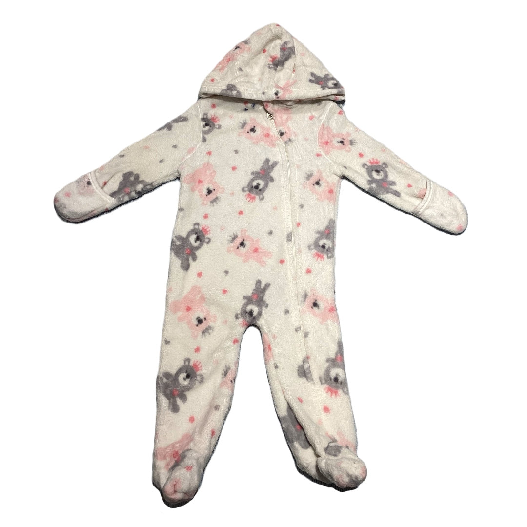 6-9 Girls Little Beginnings Ivory Teddy Bear Fleece Bunting