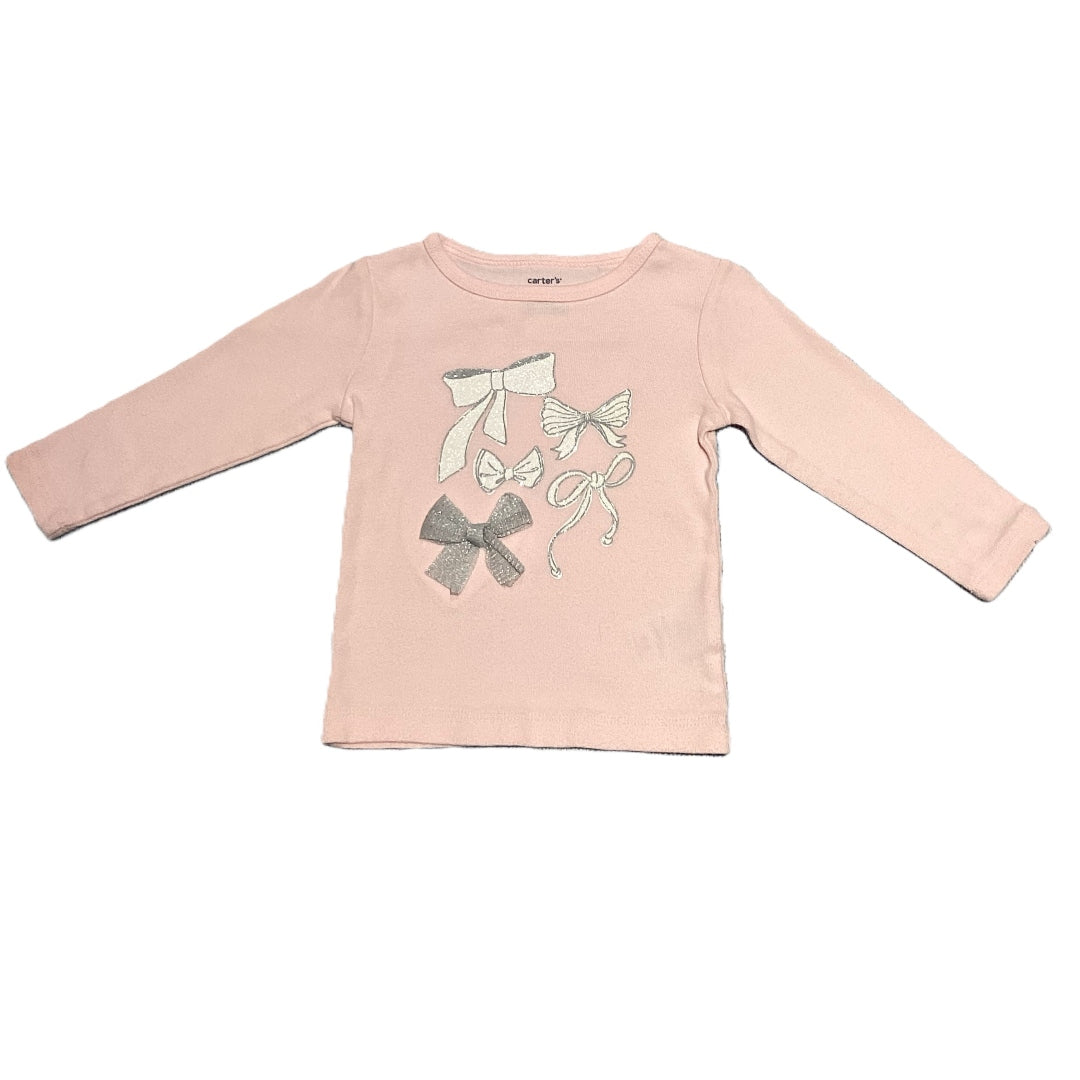 6-9 Girls Carter's Pale Pink w/Bows Long Sleeve Shirt