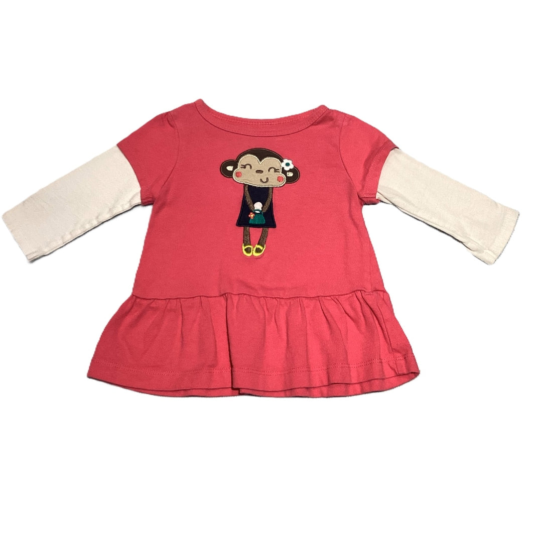 6-9 Girls Carter's Cute Monkey Hot Pink Dress