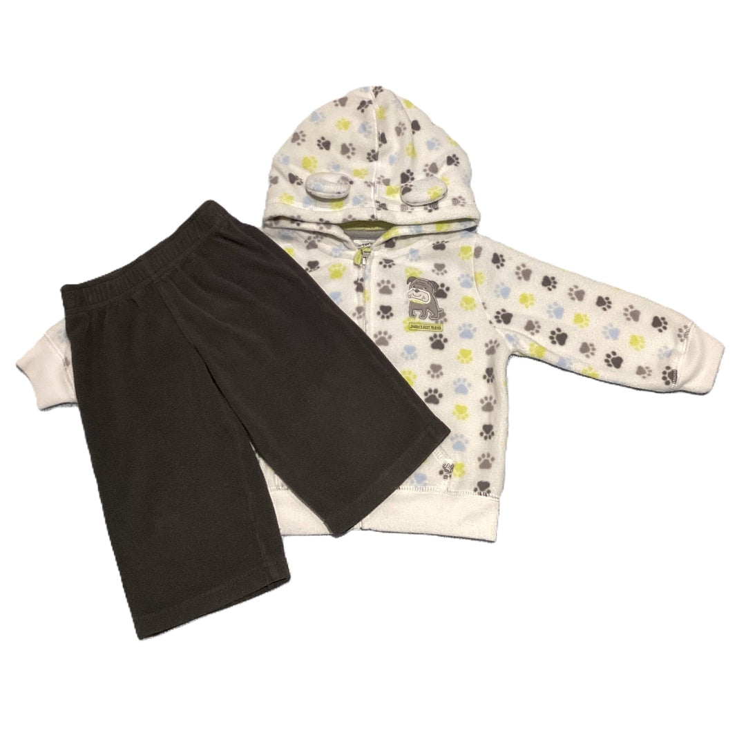 6-9 Boys Carter's Zip Up Puppy Sweatshirt, Fleece Gray Pants