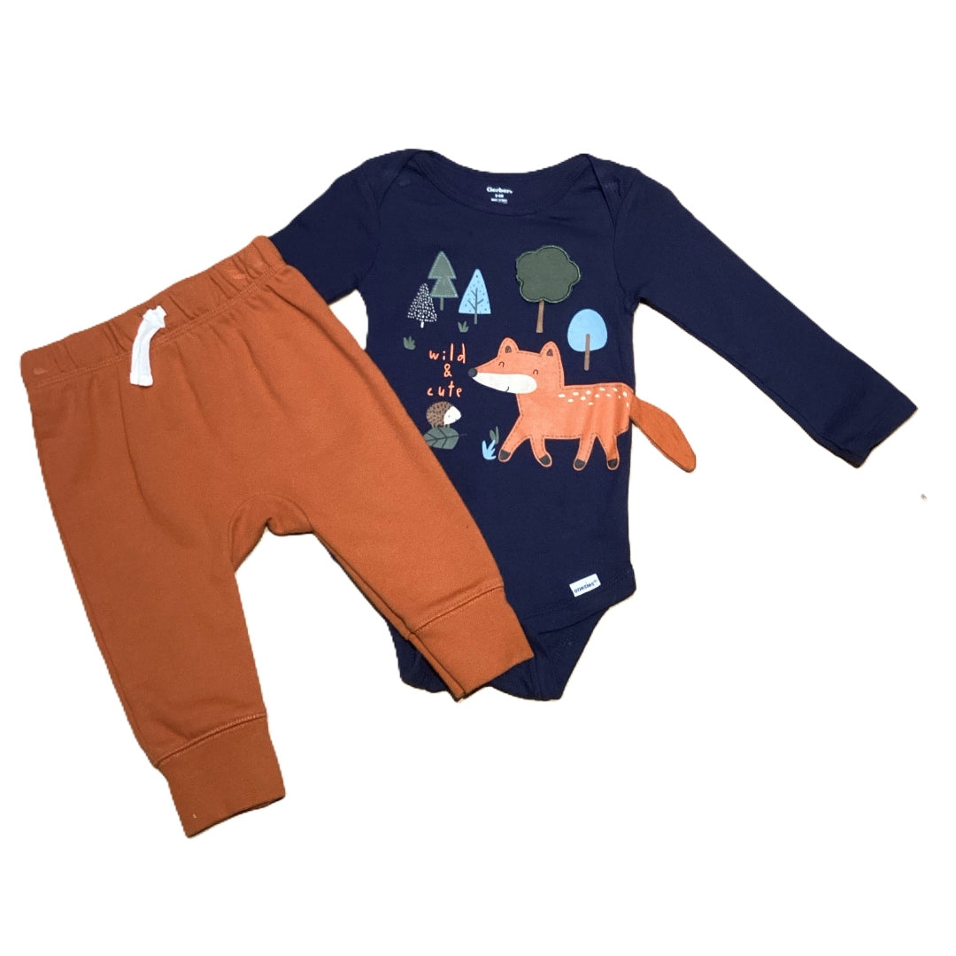 6-9 Boys Gerber's Navy Fox Onesie, Cat & Jack Orange Sweatpants