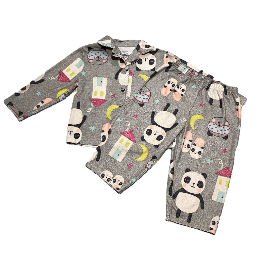 9-12 Girls Just One You Two Piece Flannel Panda Pajamas
