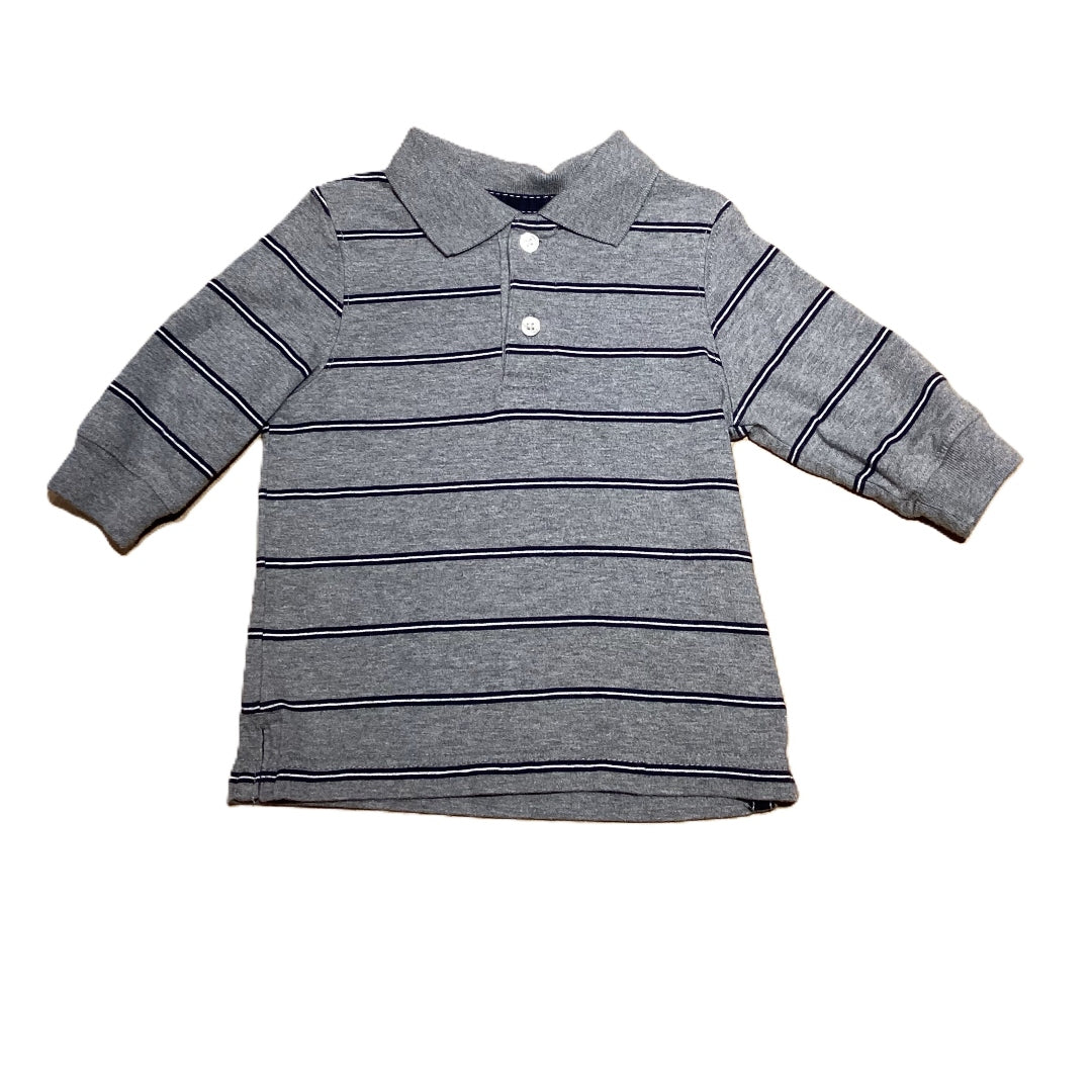 9-12 Boys The Children's Place Gray/Blue Long Sleeve Heavyweight Polo