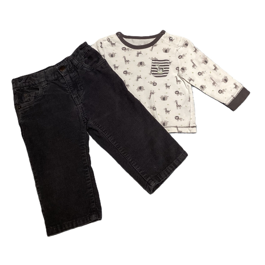 9-12 Boys Little Me Long Sleeve T-Shirt, Cherokee Corduroy Pants