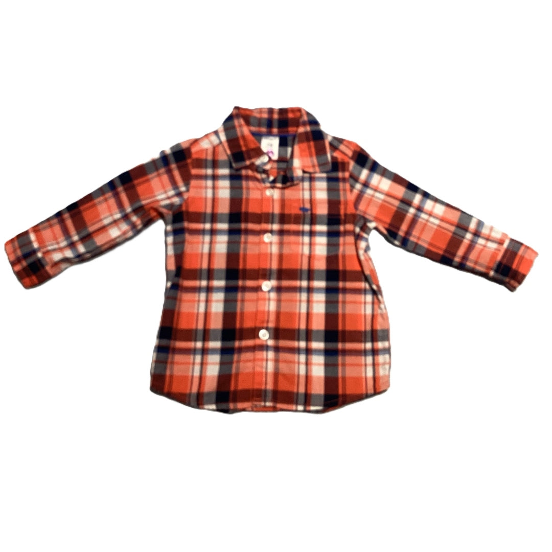 9-12 Boys Carter's Orange/Blue Striped Button Down Shirt